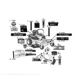 Decals 1 Diagram and Parts List for 893999  Cub Cadet Lawn Tractor